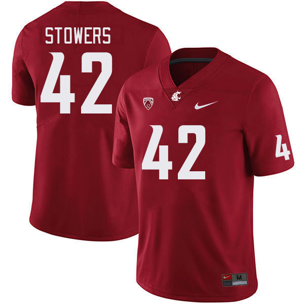Men #42 Marcus Stowers Washington State Cougars College Football Jerseys Stitched Sale-Crimson